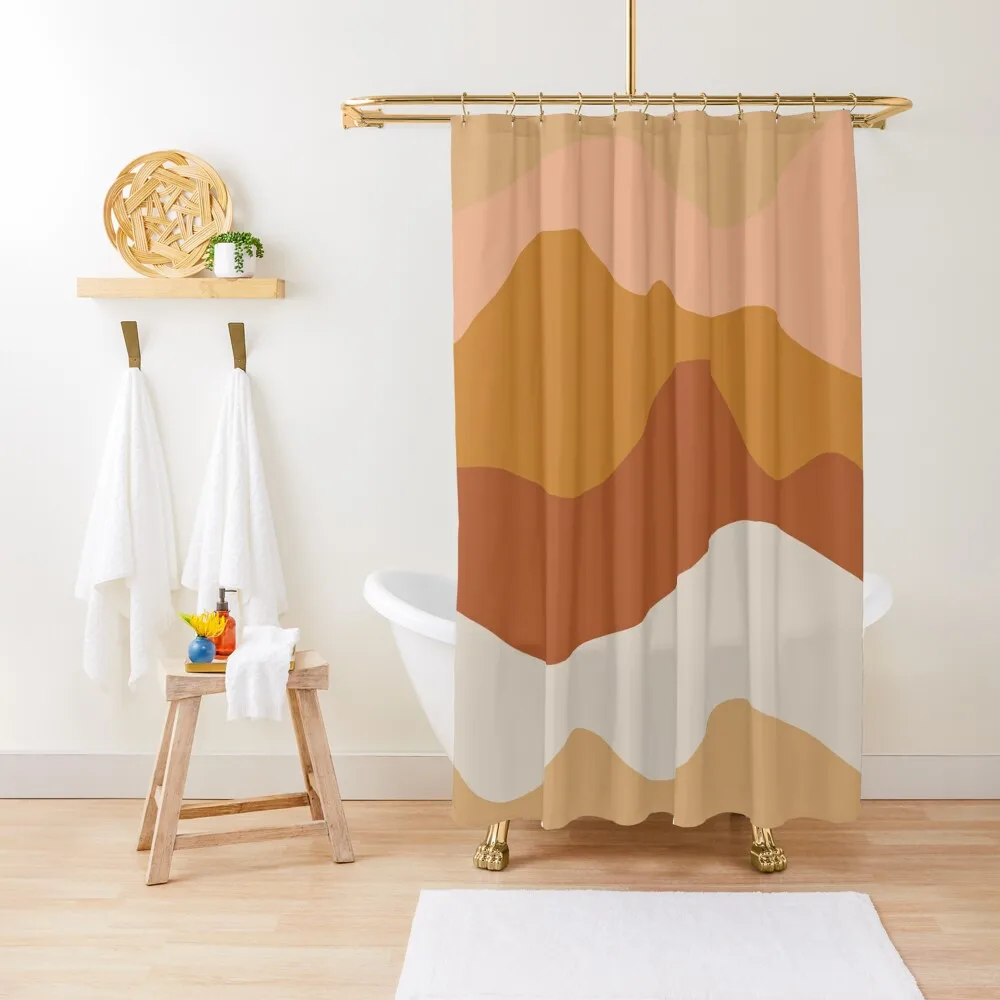 

Desert Hills Minimalist Boho Abstract in Earth Tones Shower Curtain Bathroom Shower Set Waterproof Bathroom Shower Curtain