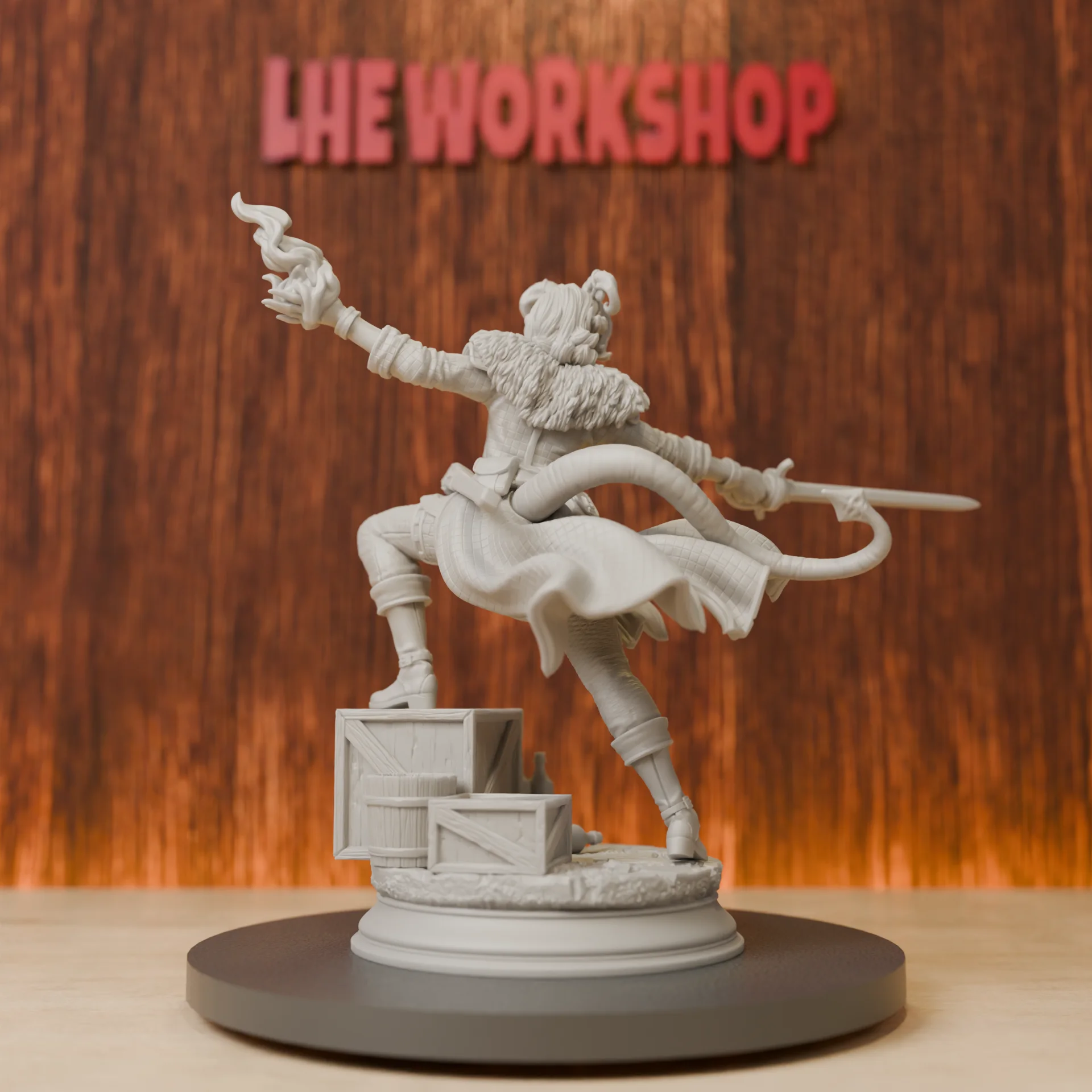 Tiefling Arcane Trickster Rogue Miniatures | 28mm-75mm | Resin 3D Printed DND Pathfinder Mini | Unpainted Grey