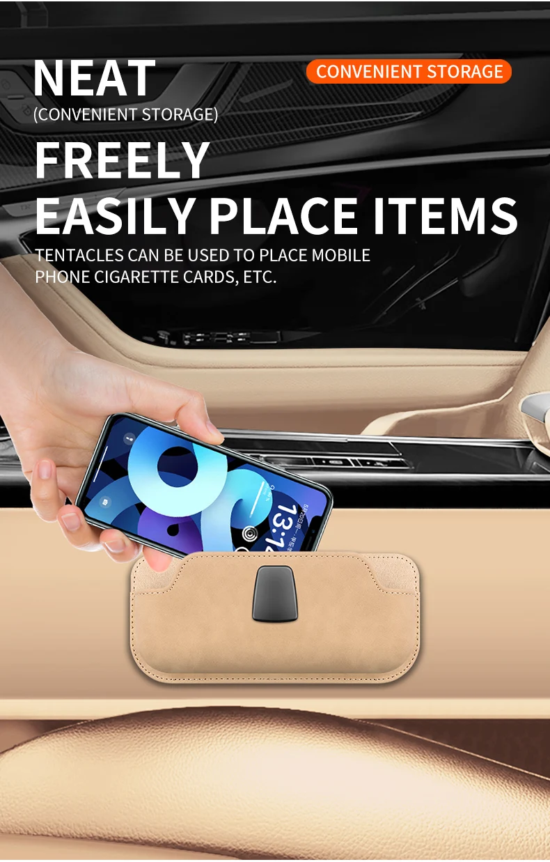 Neue Auto Sonnenschirm Gläser Rahmen Kreative Sonnenschirm Sonnenbrille Lagerung Box Multifunktionale Telefon Karte Lagerung Box Klebstoff Typ – Detail 8