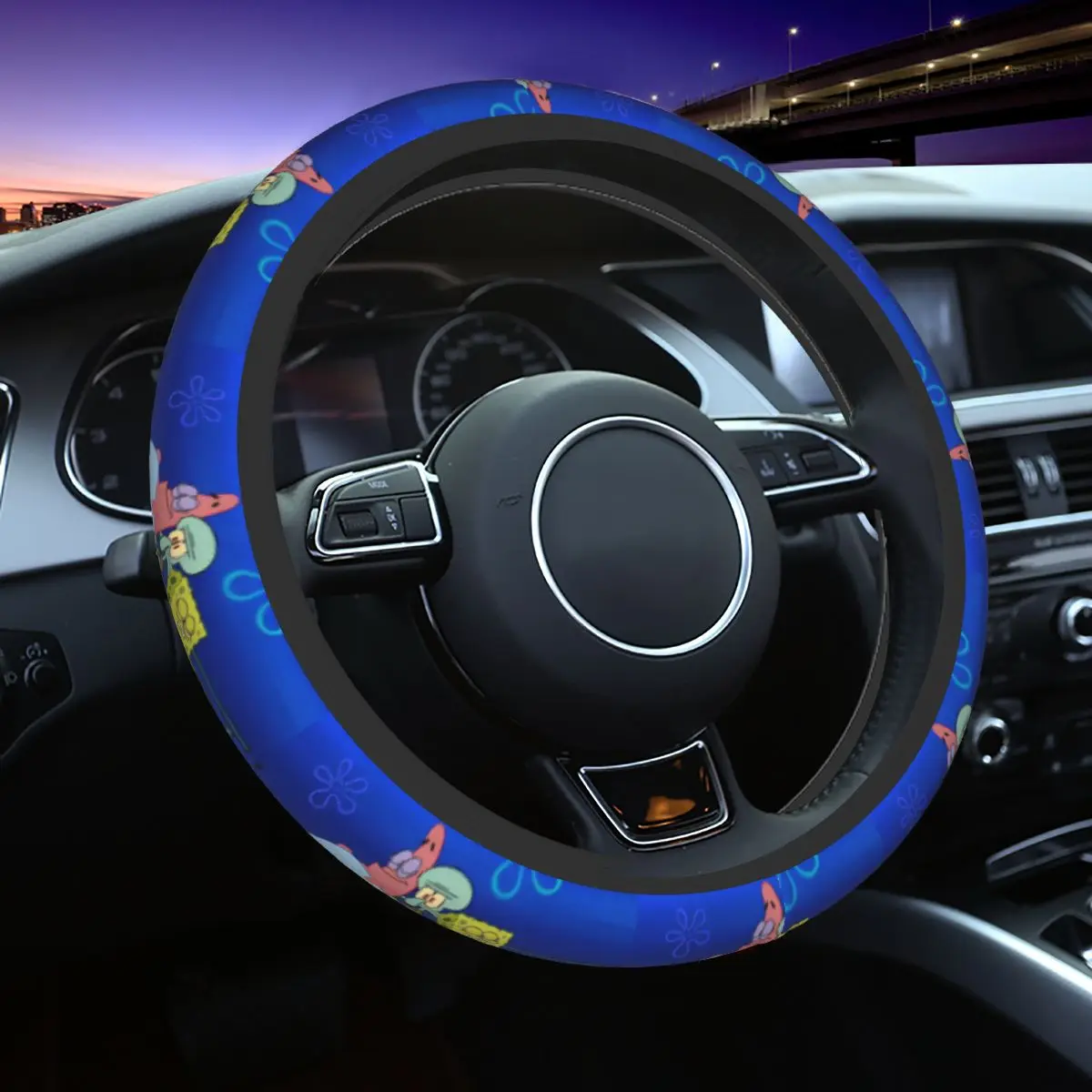 37-38 Car Steering Wheel Cover SpongeBobed Soft Braid On The Steering Wheel Cover Car-styling Suitable Steering-Wheel