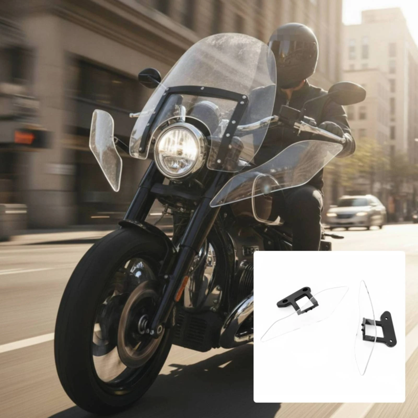 Motorcycle Side Wind Deflectors Aerodynamic Motorcycle Wind Deflector with Bracket Windscreen Weather-Resistant Shielding