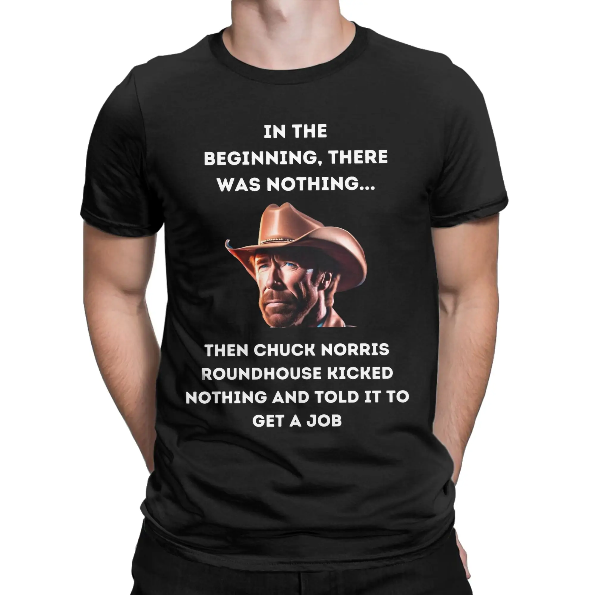 Men Chuck Norris Greatest of all Time T Shirts  100% Cotton Clothing Vintage Short Sleeve Crew Neck Tees Summer T-Shirt