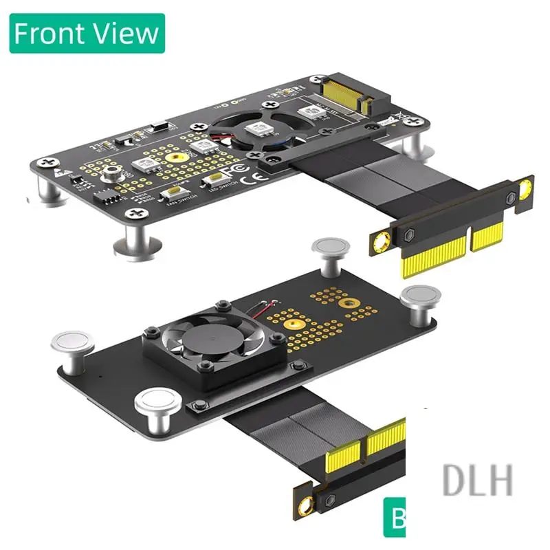 

Карта VO-Riser M.2 M-Key NVME SSD-удлинительный кабель Pcie X4 с охлаждающим вентилятором RGB LED Магнитная подставка для 2230-2280 NVME SSD