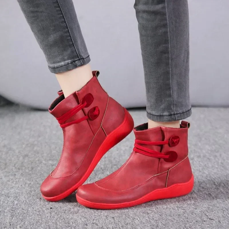 2025 New Women's Ankle Boots Low Heel Sports Shoes Rain and Snow Western Flat Bottom Round Head Women's Short Boots