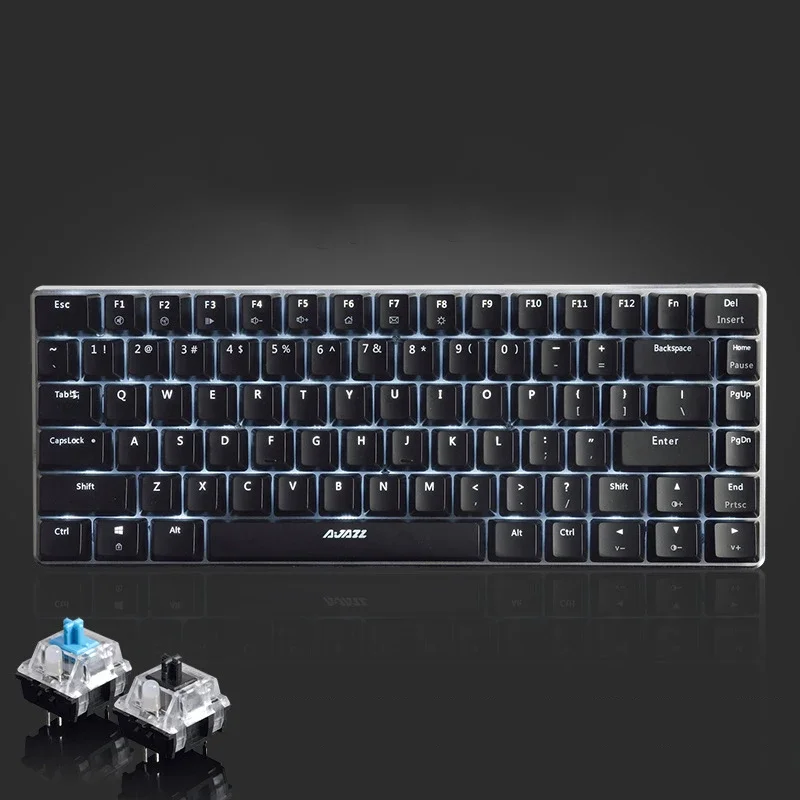 Keyboard Mekanikal rollover n-key, saklar biru dengan 82 tombol, Keyboard Mekanikal Gaming