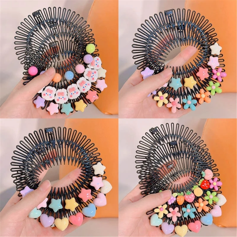 

Stretchy Full s Comb Plastic Circular Hair Comb Stretchy Headband Holder for Women Girls Comb Hair Clips