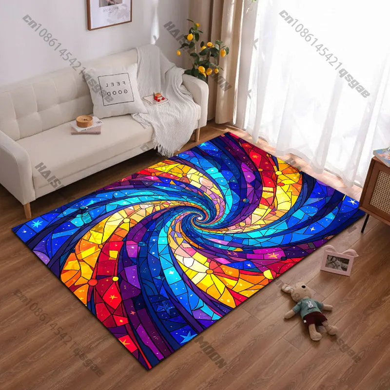 Vibrant swirling cosmic energy carpet Yoga living room room decor children's crawling mat doormat area rug games mat