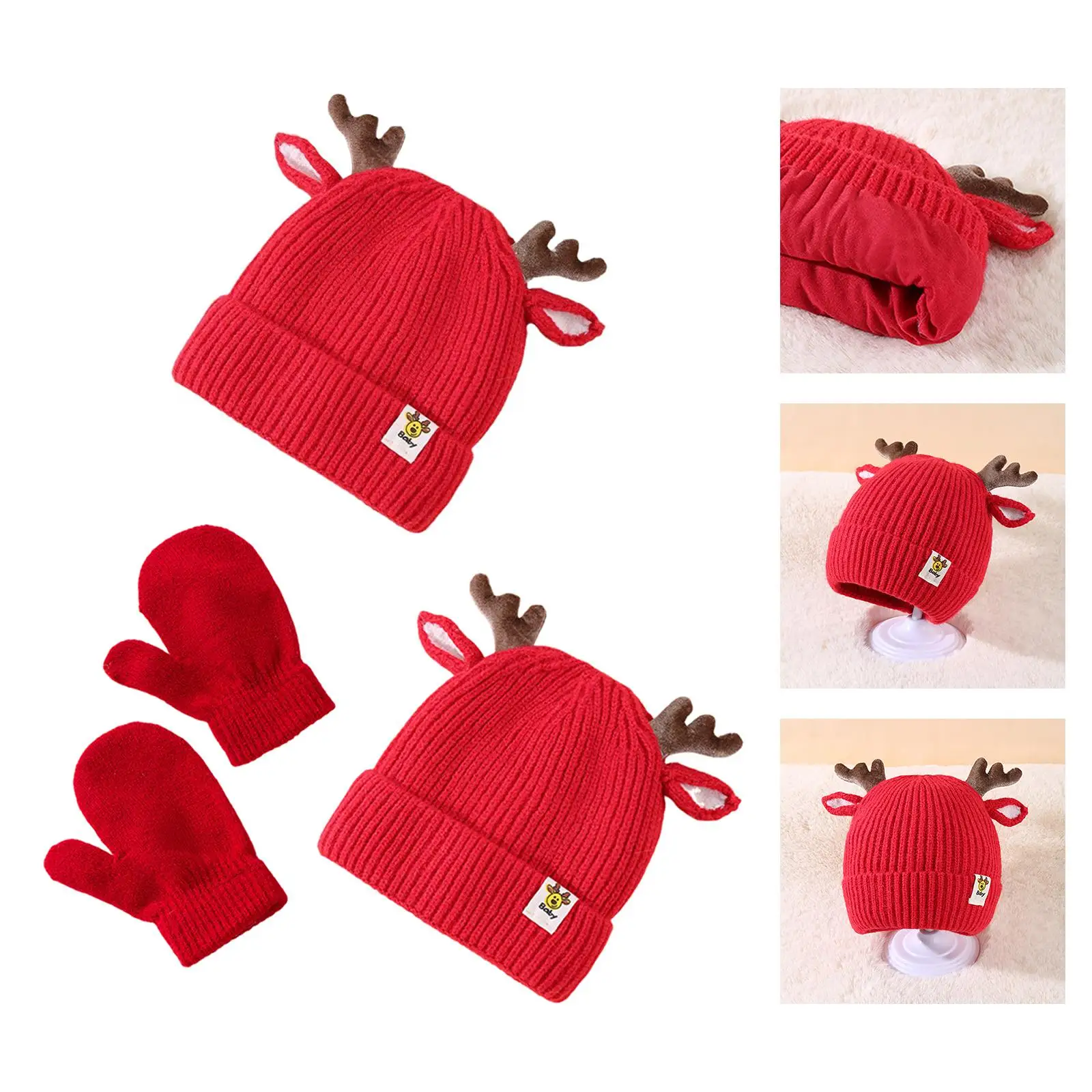 Christmas Hat Knitted Hat Decorative Festival Gift Photo Prop Antler Hat Winter