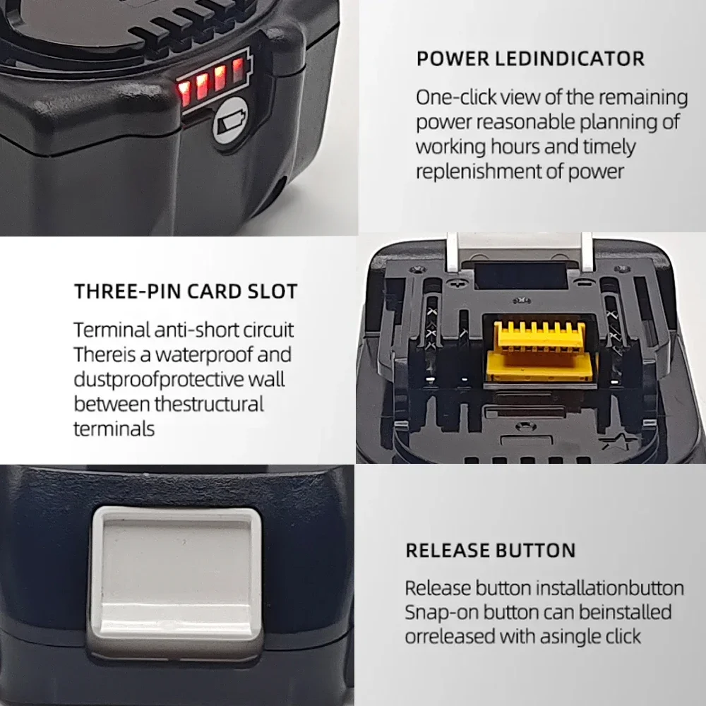 ماكيتا بطارية 18 فولت BL1850 BL1860 BL1860B BL1840B ماكيتا بطارية 18 فولت 6000 مللي أمبير BL1850B ليثيوم أيون أصلي #5