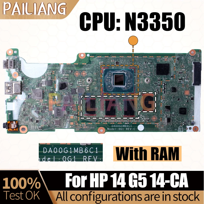 Imagem -02 - Motherboard Portátil Testado Completo Mainboard para hp 14 g5 14-ca Da00g1mb6c1 Sr36m N335 Ram L14340001 L14343-001