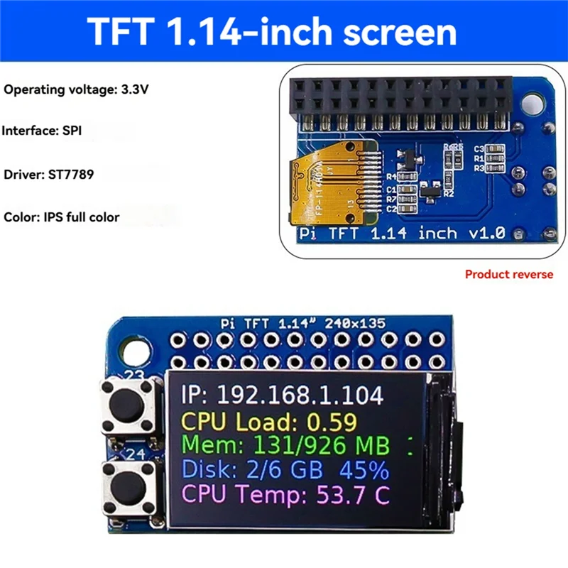 

Well Made-TFT Display Module 1.3Inch Full Color Screen With SPI Interface For Raspberry Pi Pio