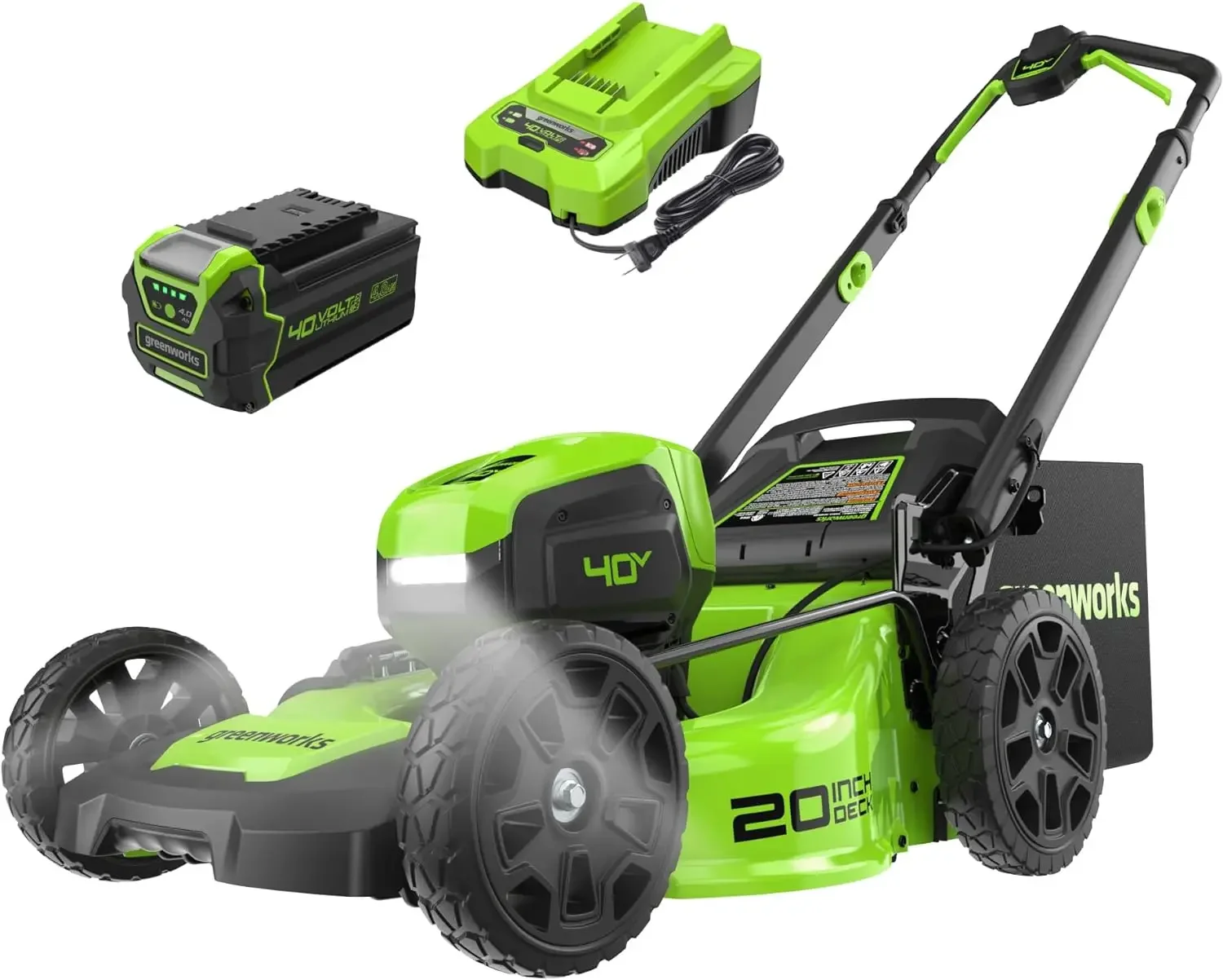 

40V 20" Brushless Push Mower, 4.0Ah Battery (Aluminum Handles + Light)