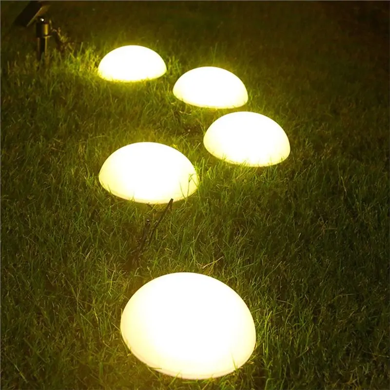 SHGO 5 in 1 Solar Pathway Lights Outdoor Garden Hemisphere Stake Lights Solar Dome Lights for Patio Yard White