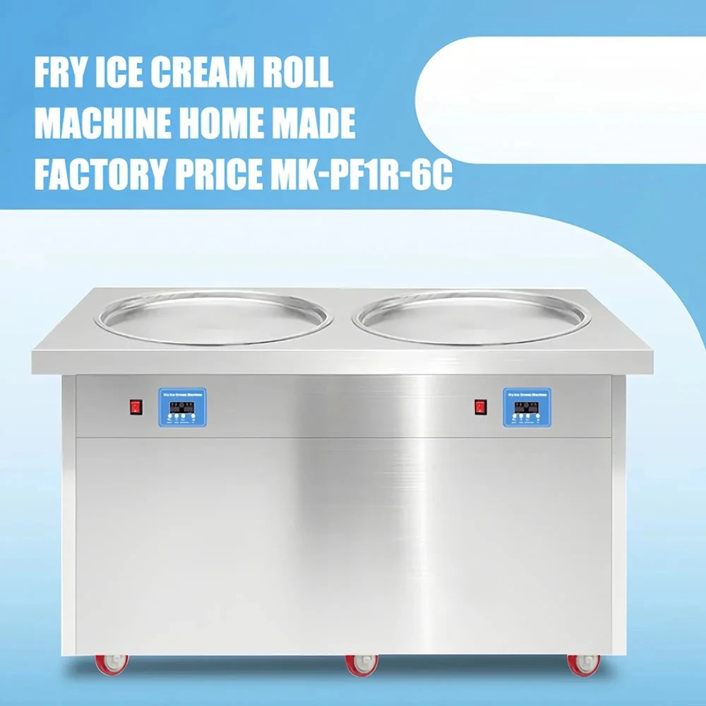 High-Performance Smart Temperature Control Dual-Pan Pan-Fried Ice Cream Machine with Nuts & Milk 304 Stainless Steel