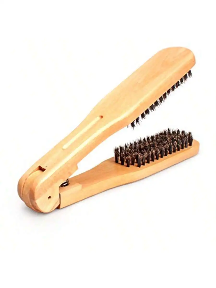 

Wooden Anti-Static Dual Brush Hair Straightener Styling Tool