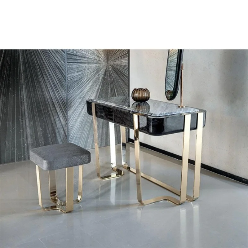 Modern light luxury marble desktop dresser metal table legs makeup table