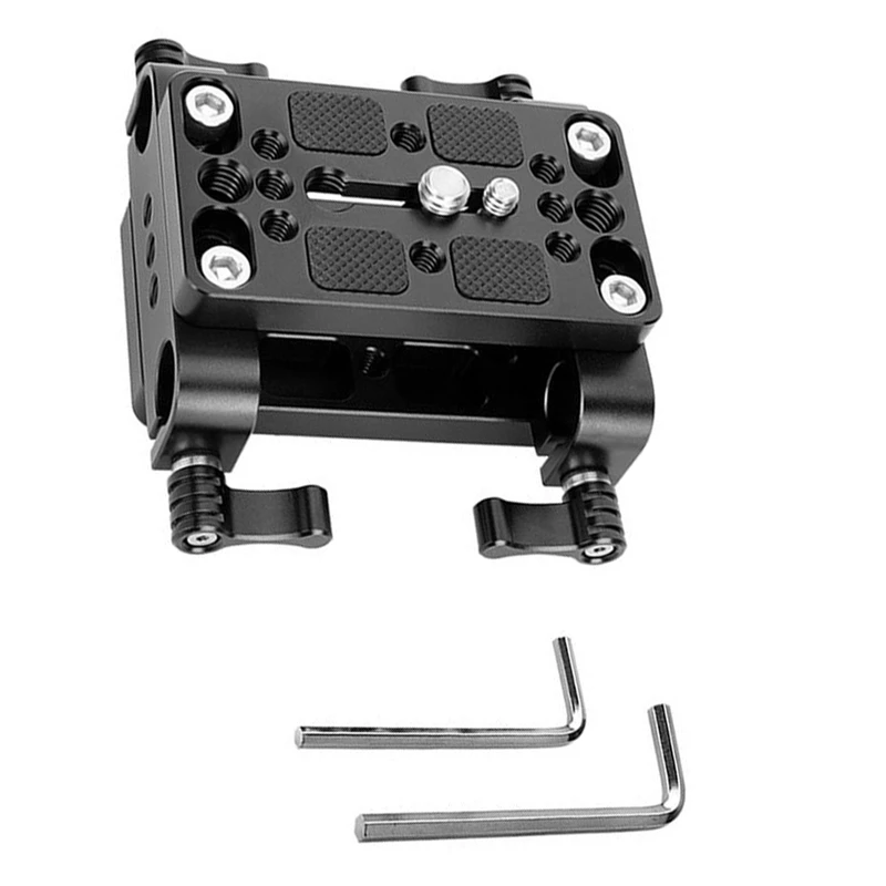 Placa de montaje para cámara, trípode, monopié, placa Base de montaje con abrazadera de varilla de 15Mm, Railblock para soporte de varilla/jaula de aparejo Dslr