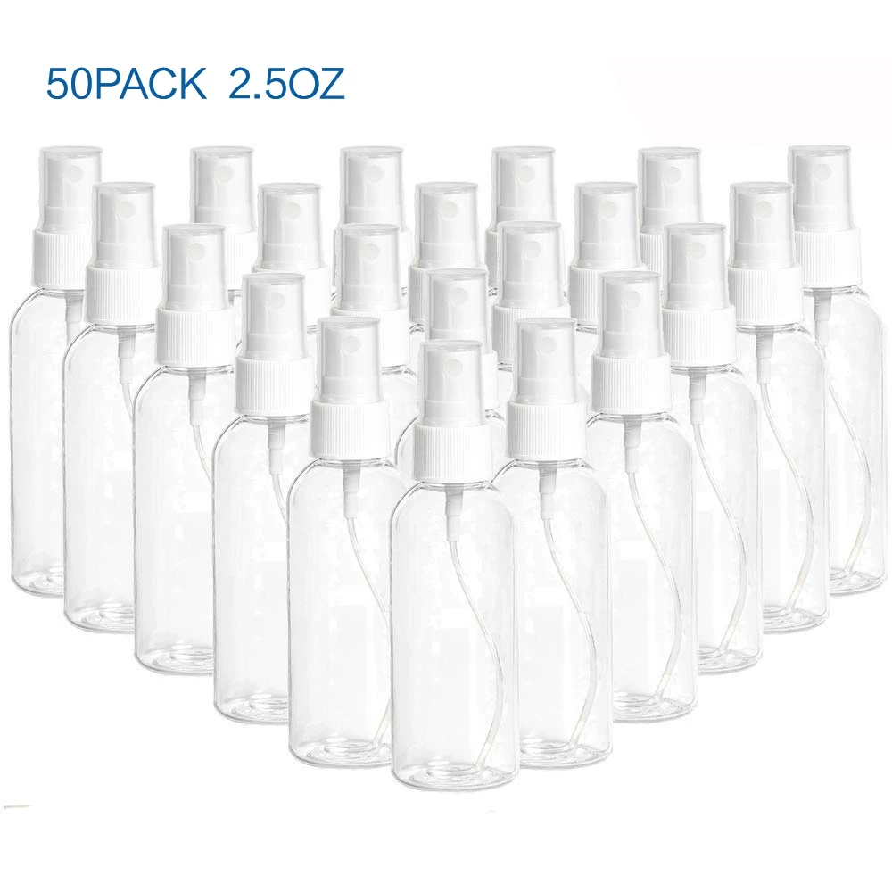 50PCS 75Ml/2.5OZ Mist Spray Bottle Premium Transparent DIY Crafts Empty Pump