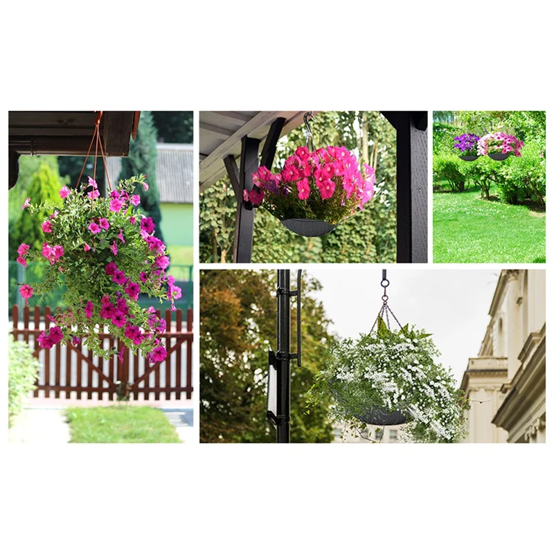 14/16 Inch Hanging Flower Basket Liners Round Planter Liners Non-Woven Black Felt 6PCS