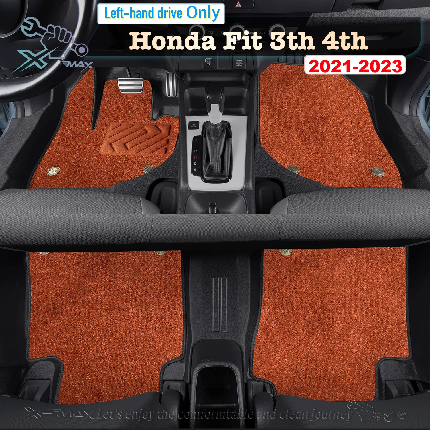 Left-hand Drive Car Floor Mat For Honda Fit 3th 4th 2021-2023 Full Surround Foot Mat Automotive Floor Mat Floor Liner