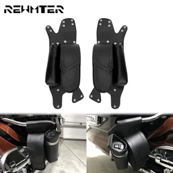 Motorcycle Left Right Side Saddlebag Guard Crash Bar Bag W/ Water Drink Bottle Holder For Harley Touring Electra Street Glide