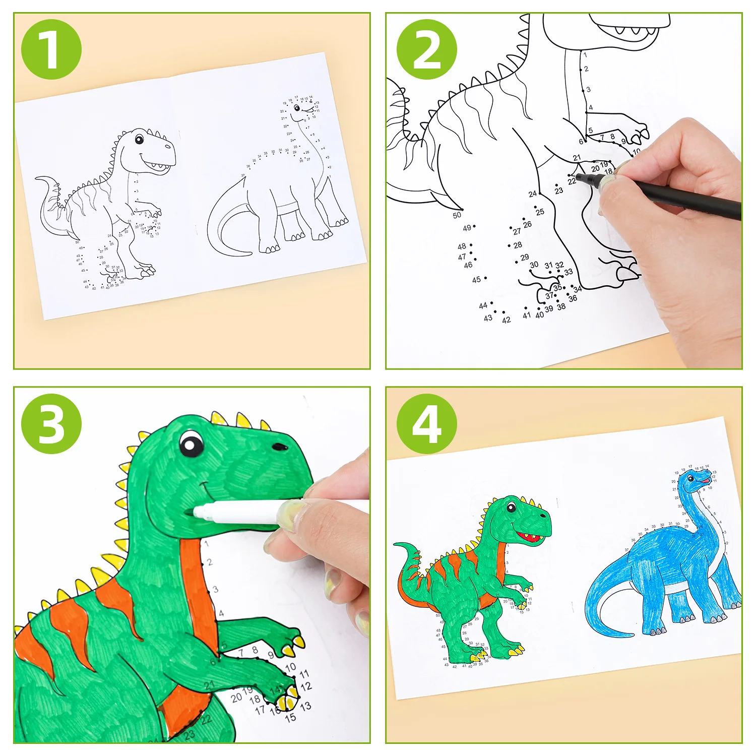 2-in-1 Jumbo Dot To Dot and Draw Activity Book - Connect The Dots To Create Dinosaurs, Tracing, Coloring, Counting Practice Book