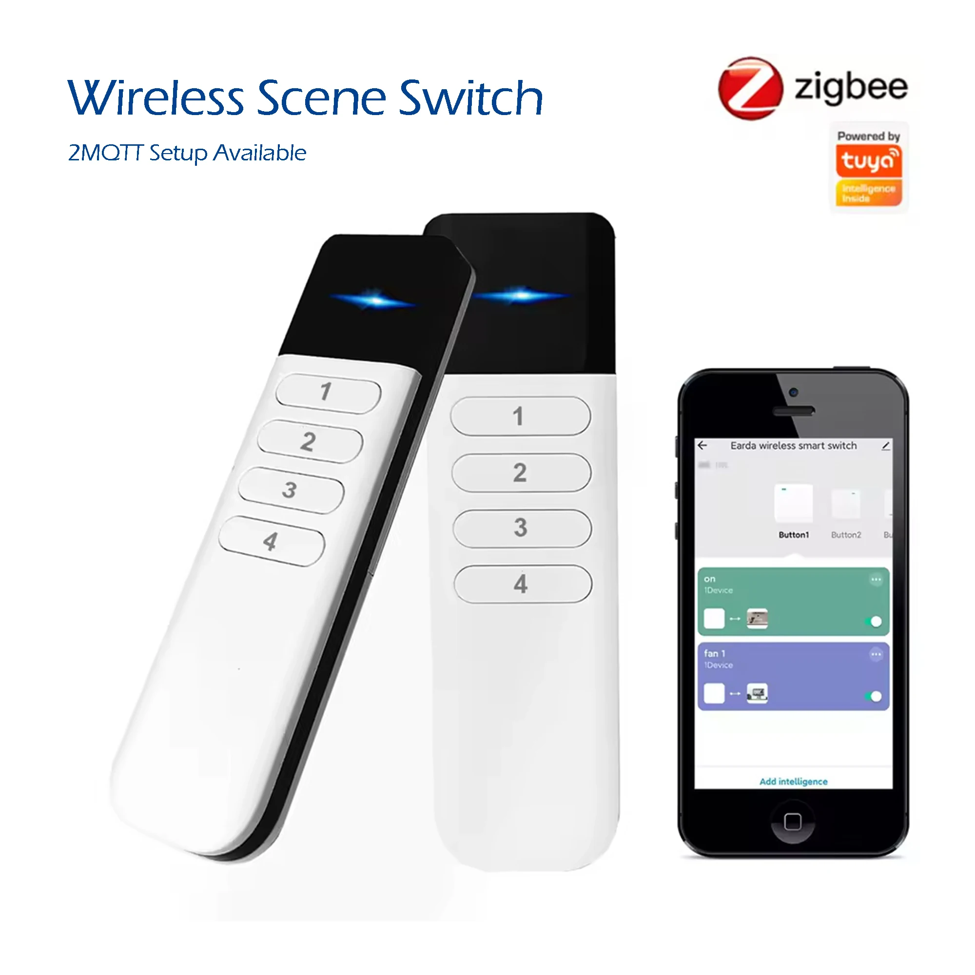 

Tuya ZigBee Wireless Portable Remote Control 4 sets of scene dimming automation switch intelligent life APP assistant 2MQTT