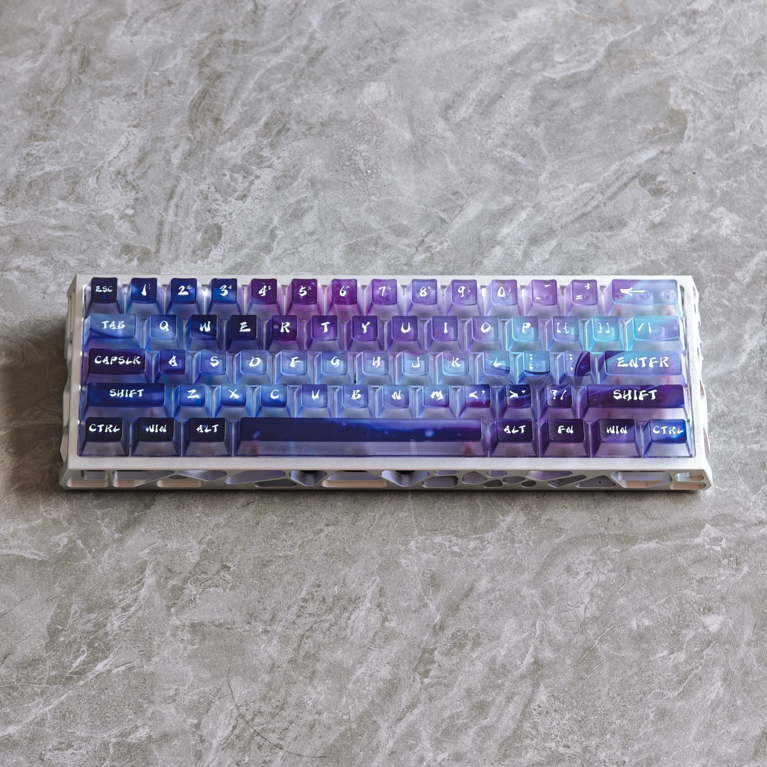 115 Keys Aurora Misty Crystal Keycaps Cherry Profile Cute Transparent Keycap DYE-SUB PC Keycap for MX Switch Wotting60HE Made 68
