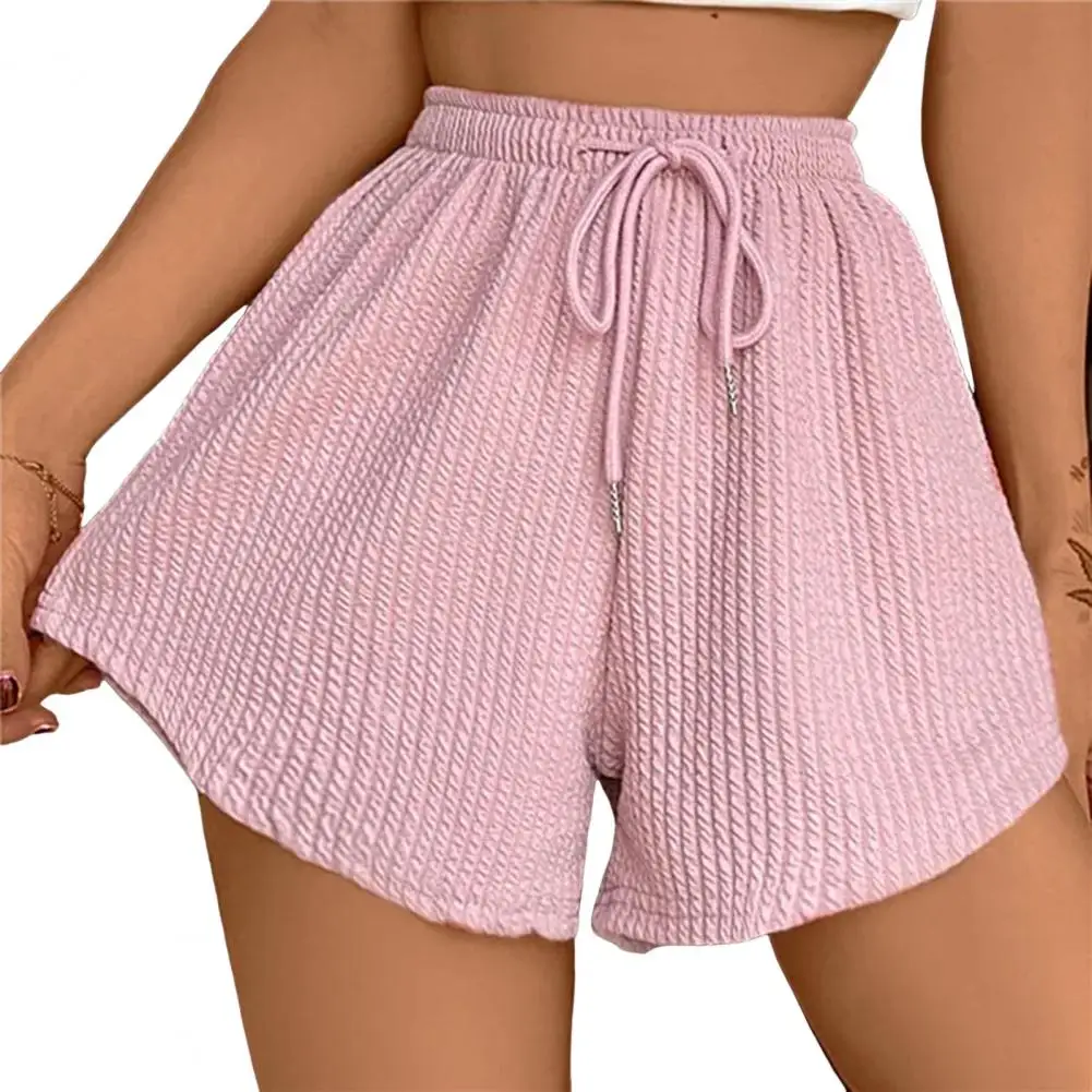 

Summer Women Shorts Drawstring Loose Irrgular Hem Pocketed A-line Thin Sport Homewear Short Pants