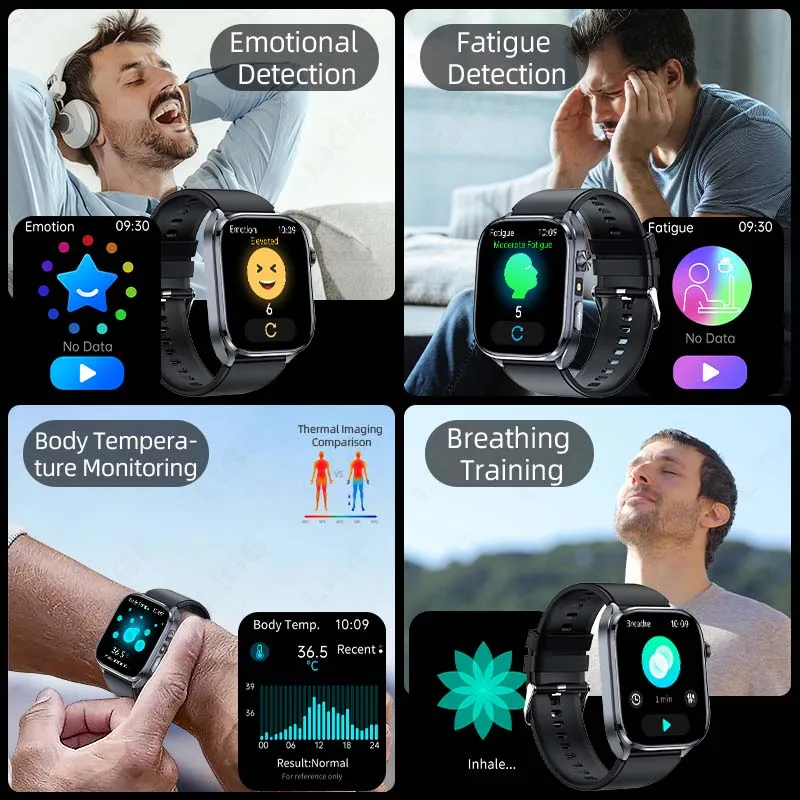 2026 جديد دقيق ECG ساعة ذكية تحليل صحة القلب تحليل الدم الدهون الدم ضغط الدم BT دعوة الساعات الذكية للرجال #6