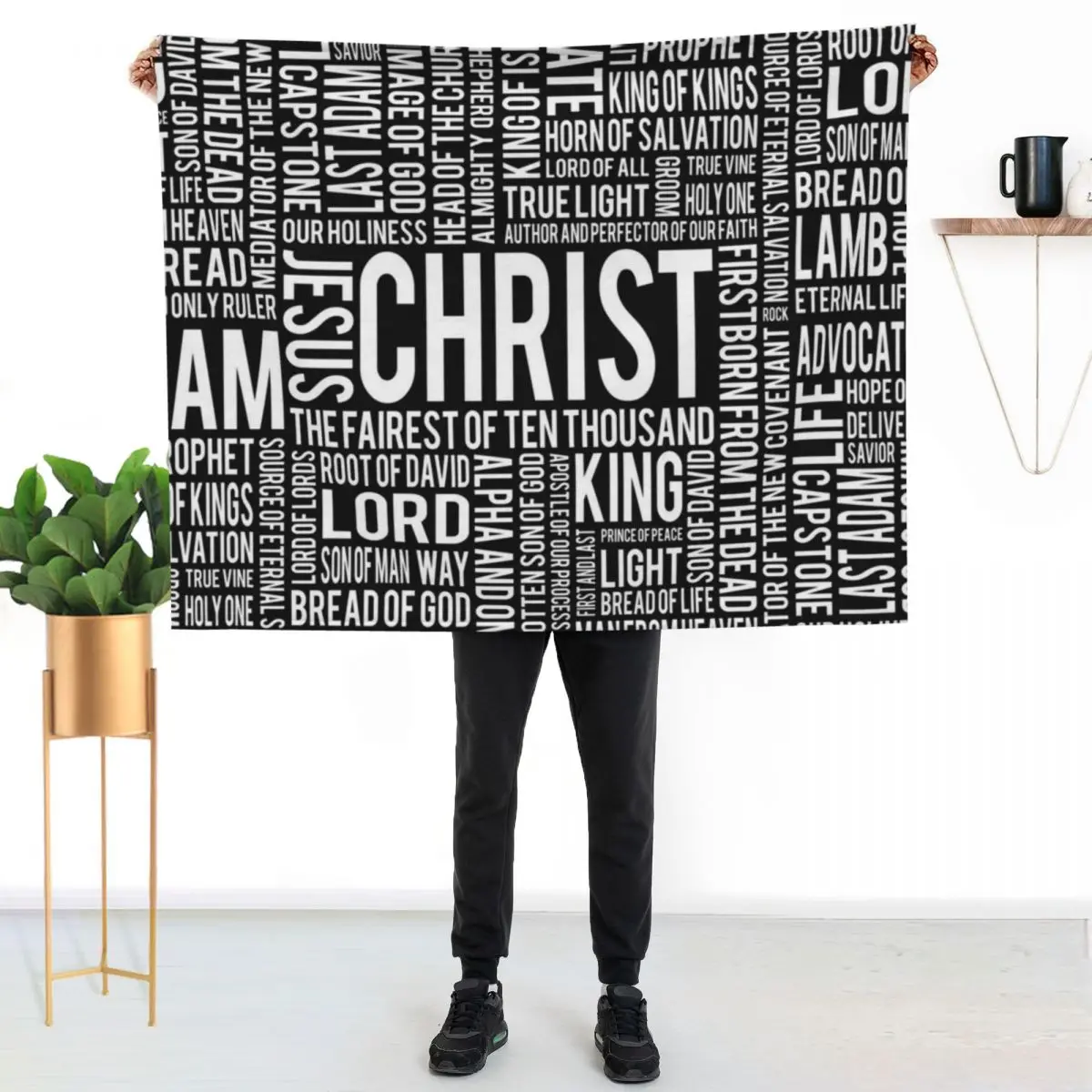 100 Names of Christ - White Throw Blanket Year Round Soft Comfortable Blanket for Home