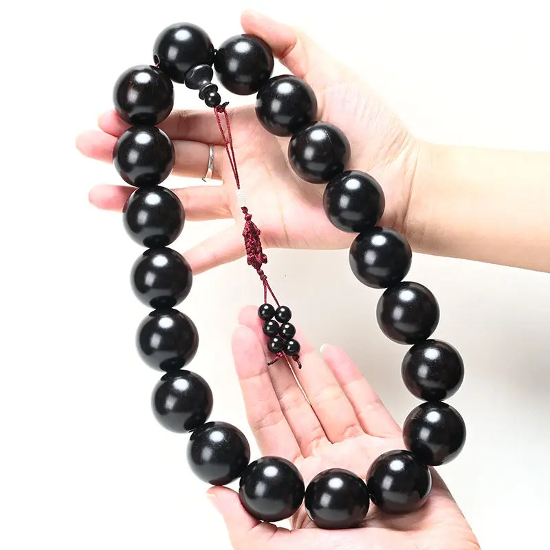 

Purple Sandalwood 3.0 Large Beads Handheld Prayer Beads Ebony 25mm Ebony Handle Buddha Beads Bracelet Car Pendant Portable Beads