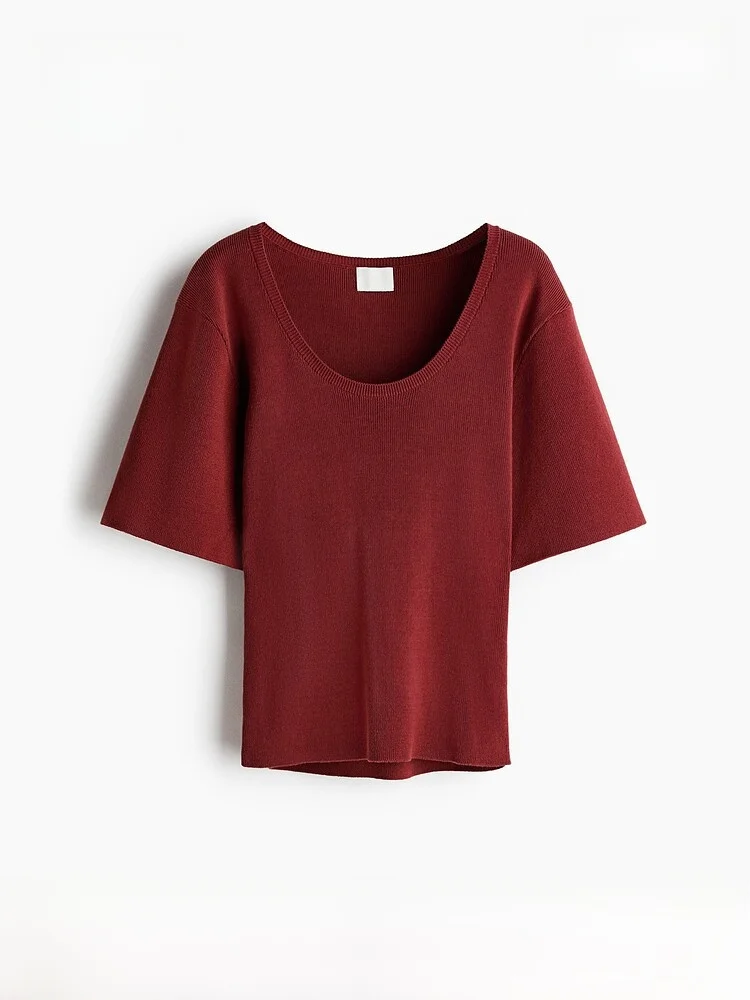 

Spring New Arrival Women's Knitted T-irt Slim Fit Regular Thin Cotton Acrylic Blend Svel Crew Ne Top