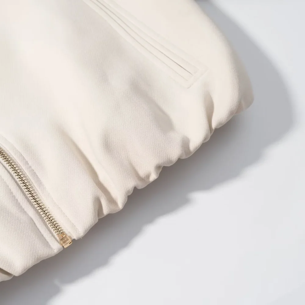 Gebreid los damesjack met kraag, lange mouwen, ritszak, herfst en winter, nieuw modieus jack