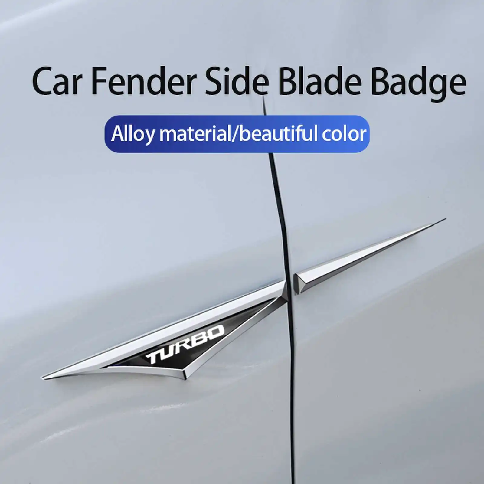 New Fashion Turbo Logo Car Metal Sticker Car Door Fender Side Blade Shape Badge Car Body Protection Auto Decoration Accessories