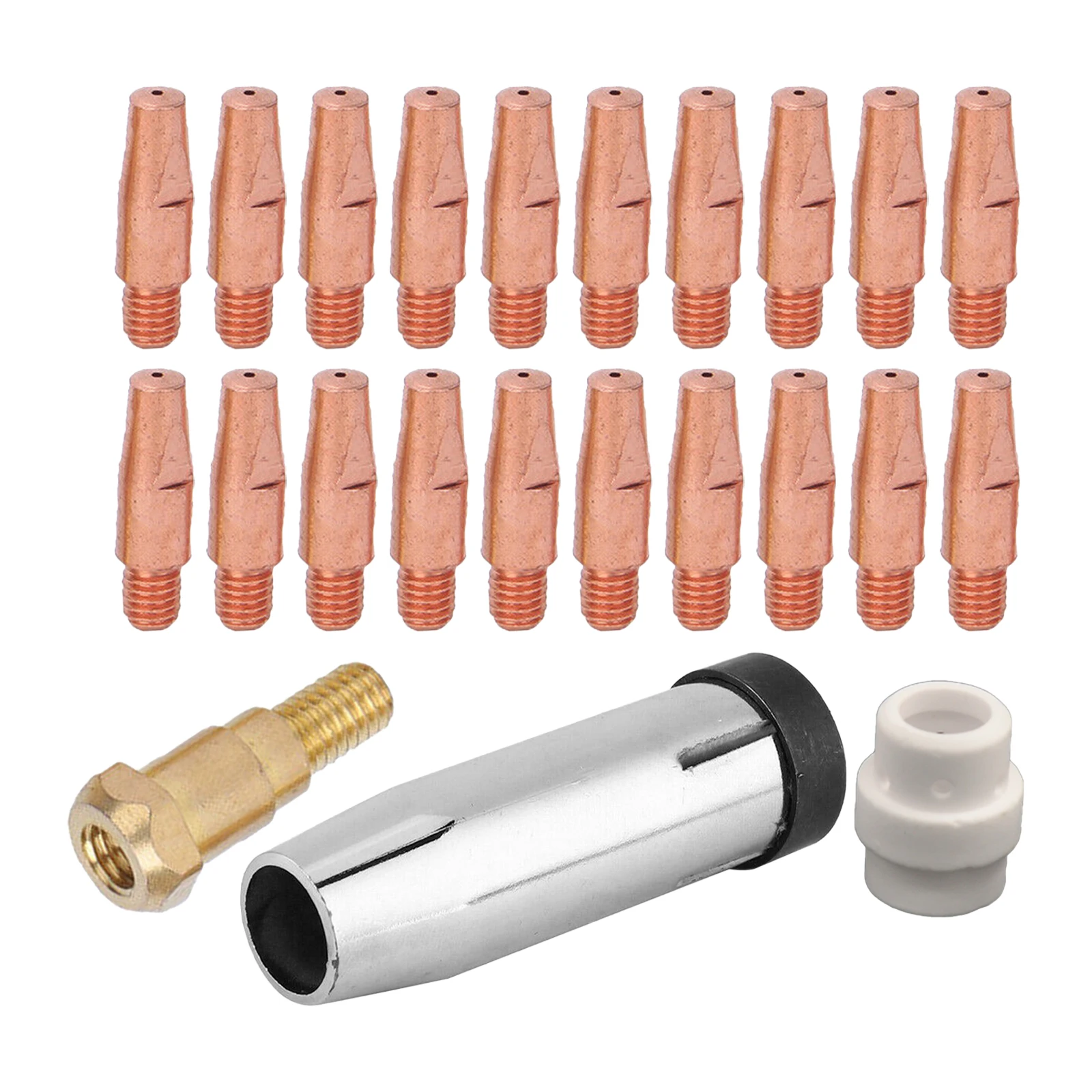 

23pcs MB 24KD MIG/MAG Welding Torch Contact TIP Gas Nozzle 0.8*28mm Brass Tip For Welding Torch Soldering Equipment Tool