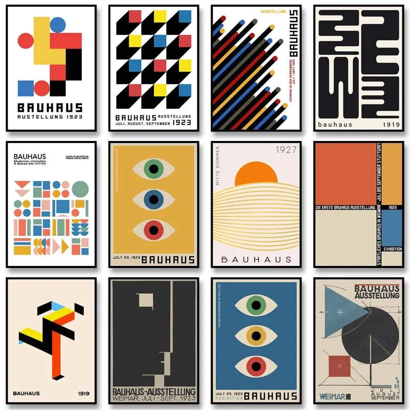 Eyes of Bauhaus Premium Poster Geometric Modernist Abstract Canvas Painting Print Wall Art Picture Minimalist Home Decoration