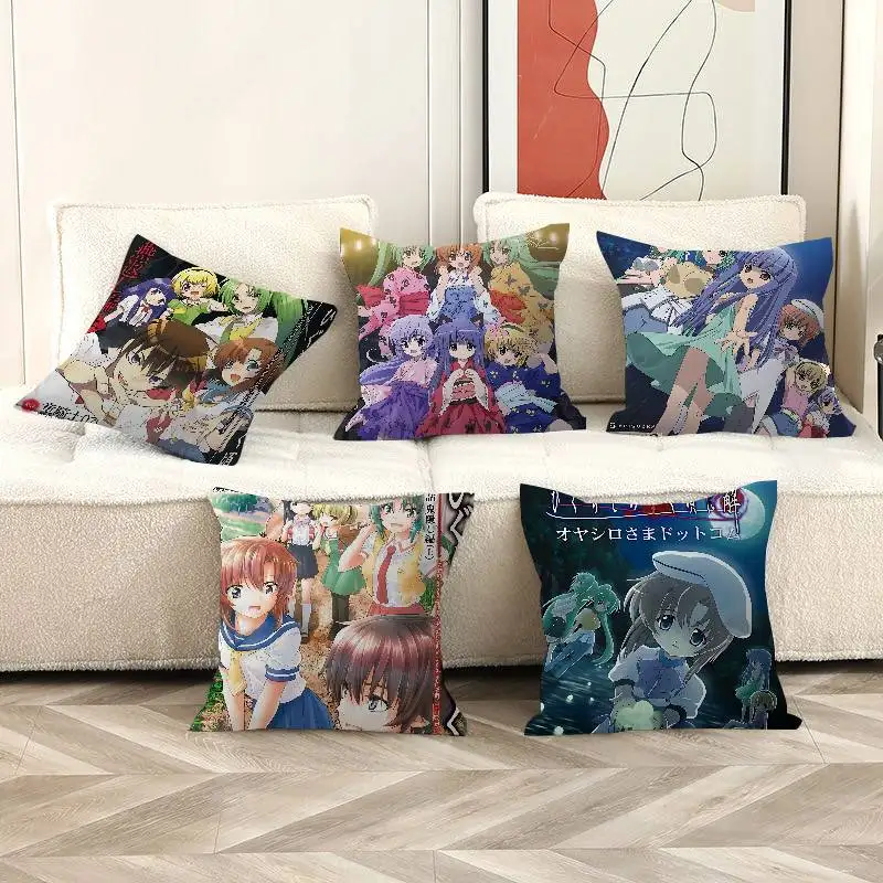 Higurashi When They Cry Cartoon Personalized Picture Text Home Decorative Pillows Household Gifts 45x45cm
