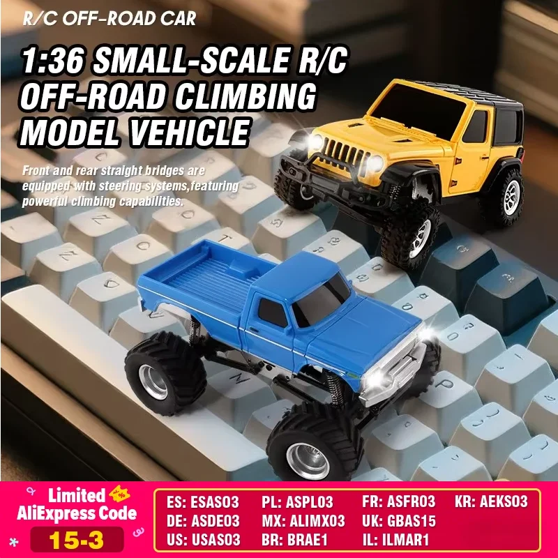 

1/36 4Wd Rc Car Remote-Control Climbing Cars with Light 2.4G Off-Road Vehicles Wireless Model Toy Children Boys Birthday Gift