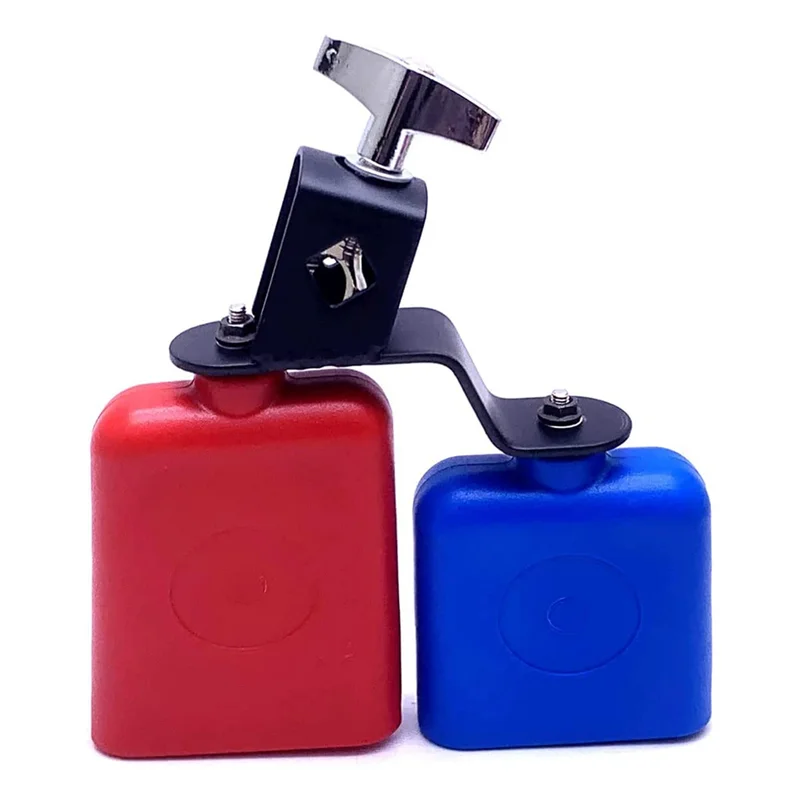 Instrumento de percusión Musical Jam Block, instrumento de tambor latino, campana de montaje doble para percusión Musical (rojo-azul)-AA85