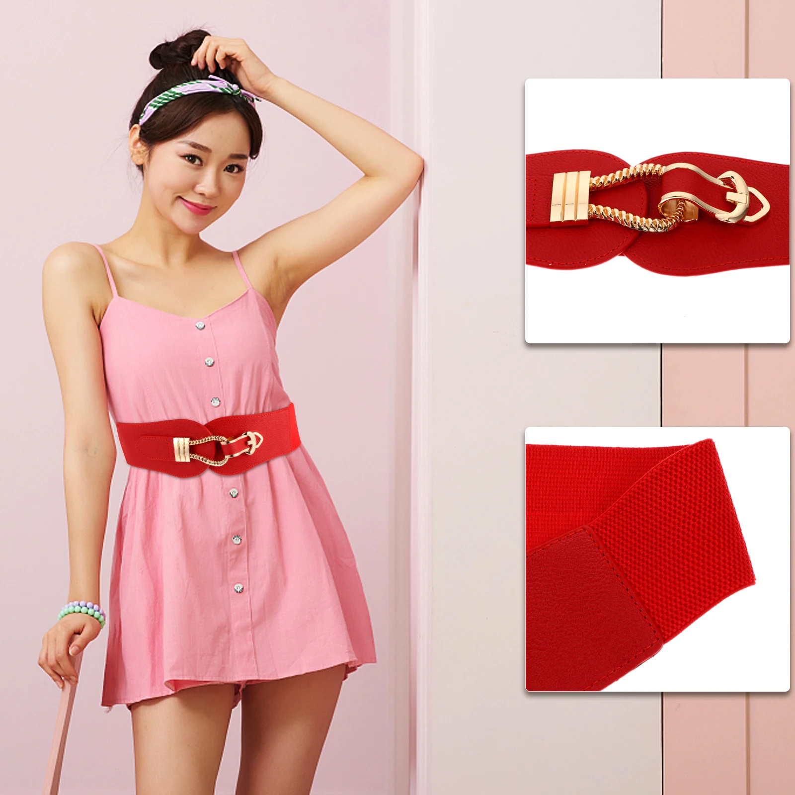 

Dress Girdle Waist Belt Chain Wide Women for Dresses Belts Decorative Elastic Miss