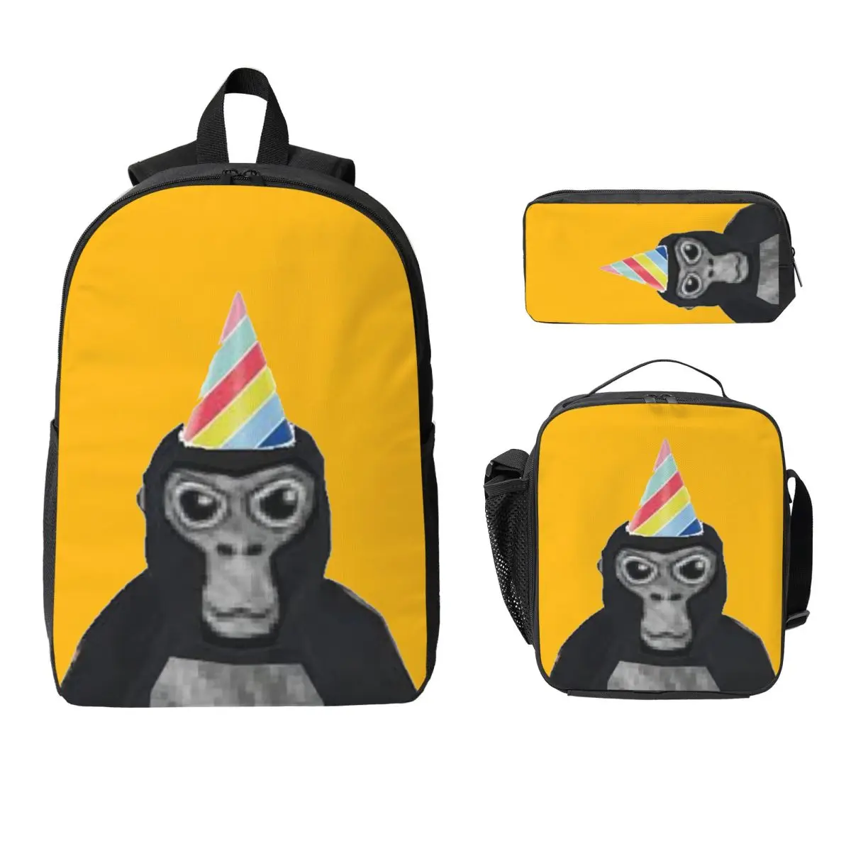 

Рюкзак Gorilla Tag Monkey, студенческая сумка для книг для мальчиков и девочек, школьная сумка, компьютерные сумки на плечо, 3 шт., изолированная сумка для обеда, пенал