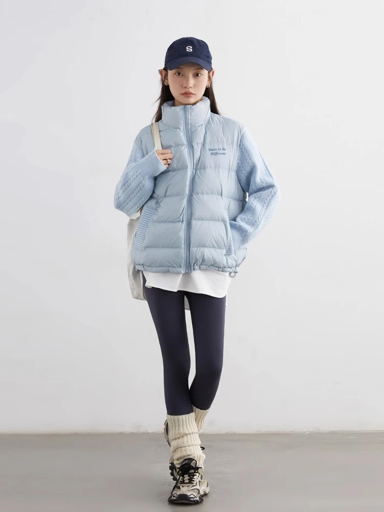 شيك فين النساء أسفل معاطف الكورية تقسم الوقوف طوق عادية أسفل السترات الإناث ضوء الملابس الدافئة خريف شتاء جديد 2025