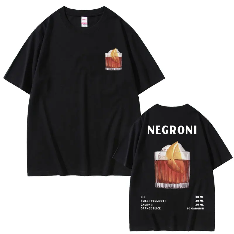 Negroni Cocktail List Organic Graphic T-shirt Men Fashion Funny Oversized Tshirt Tops Short Sleeve Unisex Casual Cotton T Shirts