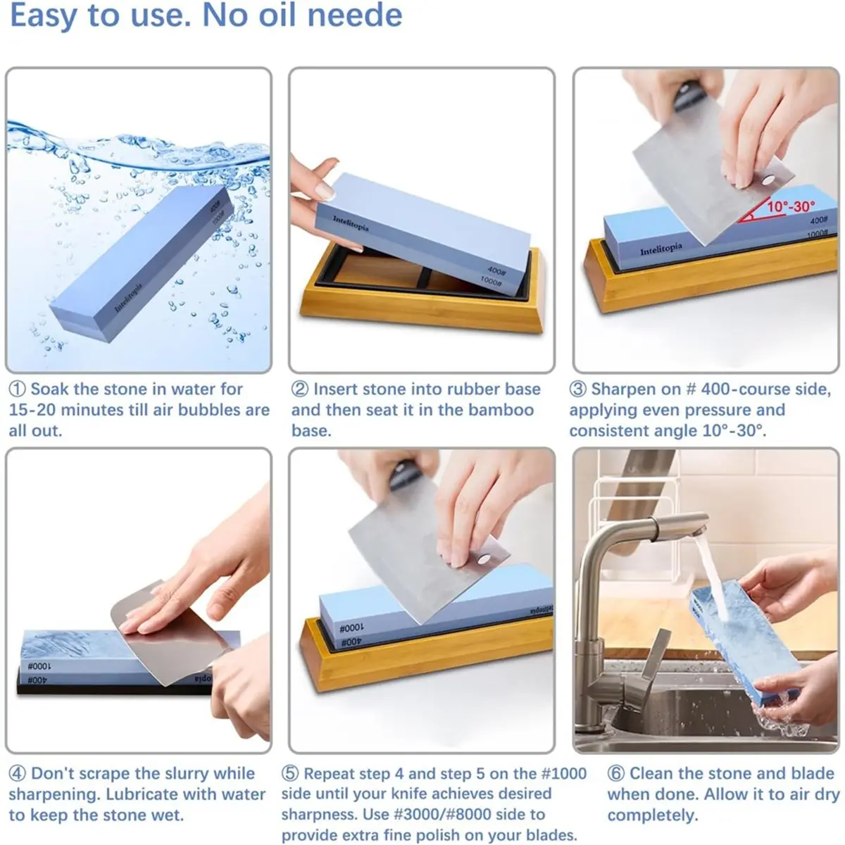 618 Mega Sale Complete Knife Sharpening Stone Set - Dual Grit Whetstone 400/1000 3000/8000 Knife Sharpener with Leather Strop