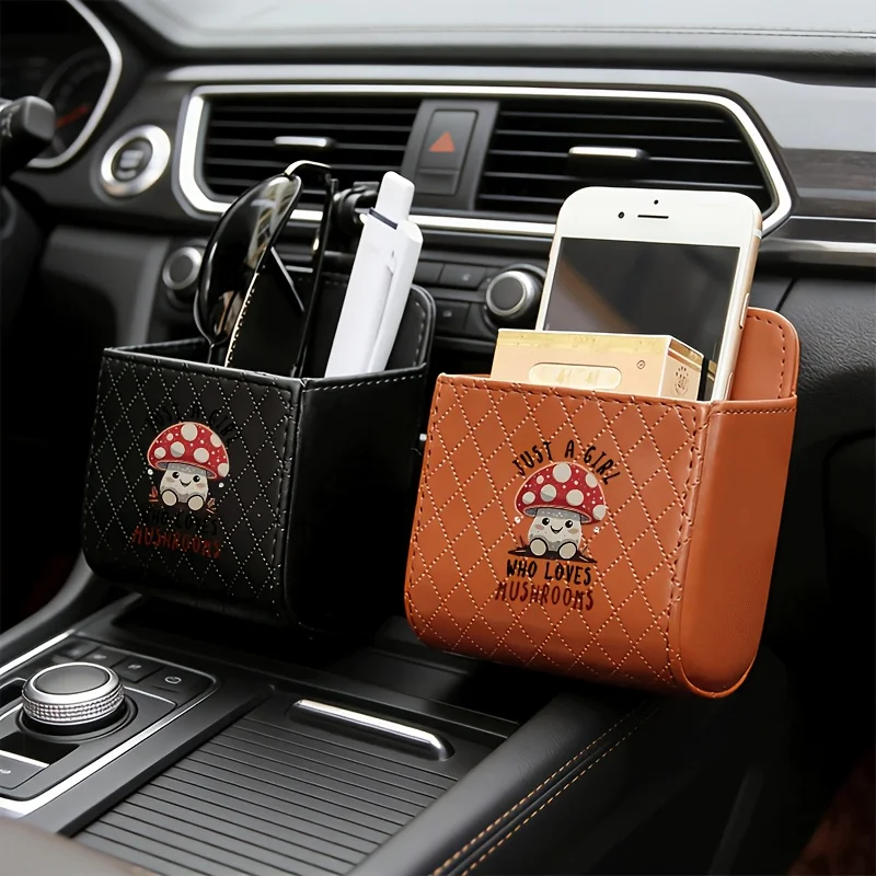 

1pc Adorable Mushroom-Shaped Storage Bag for Car Air Vents, Perfect for Holding Glasses, Cards, And