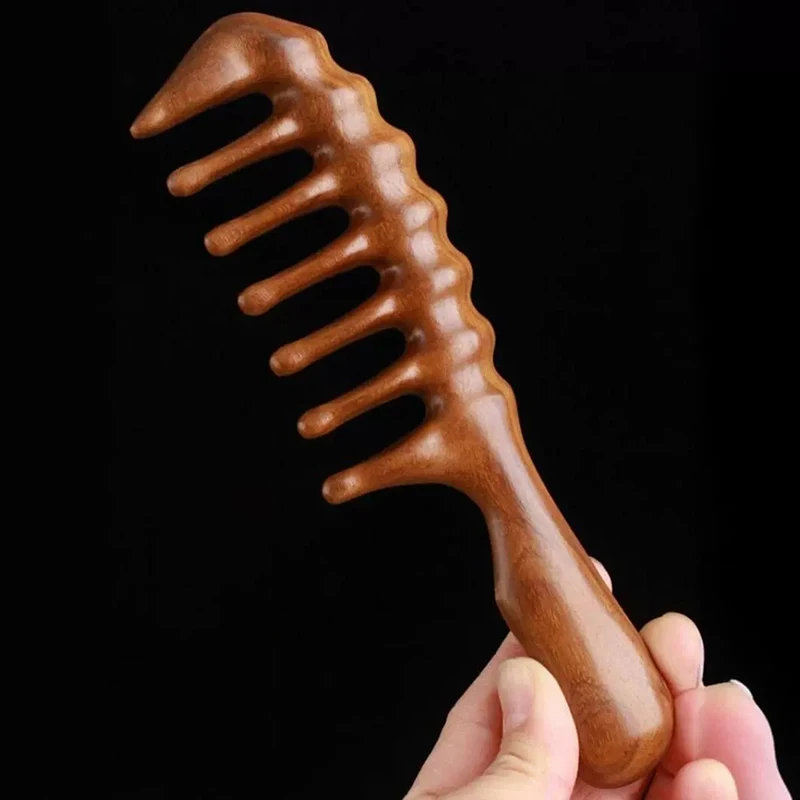 Anti-Static Wooden Comb Natural Sandalwood Hair Combs Massager Long Wide Tooth Detangle Sandalwood Comb Hair Care Household Gift