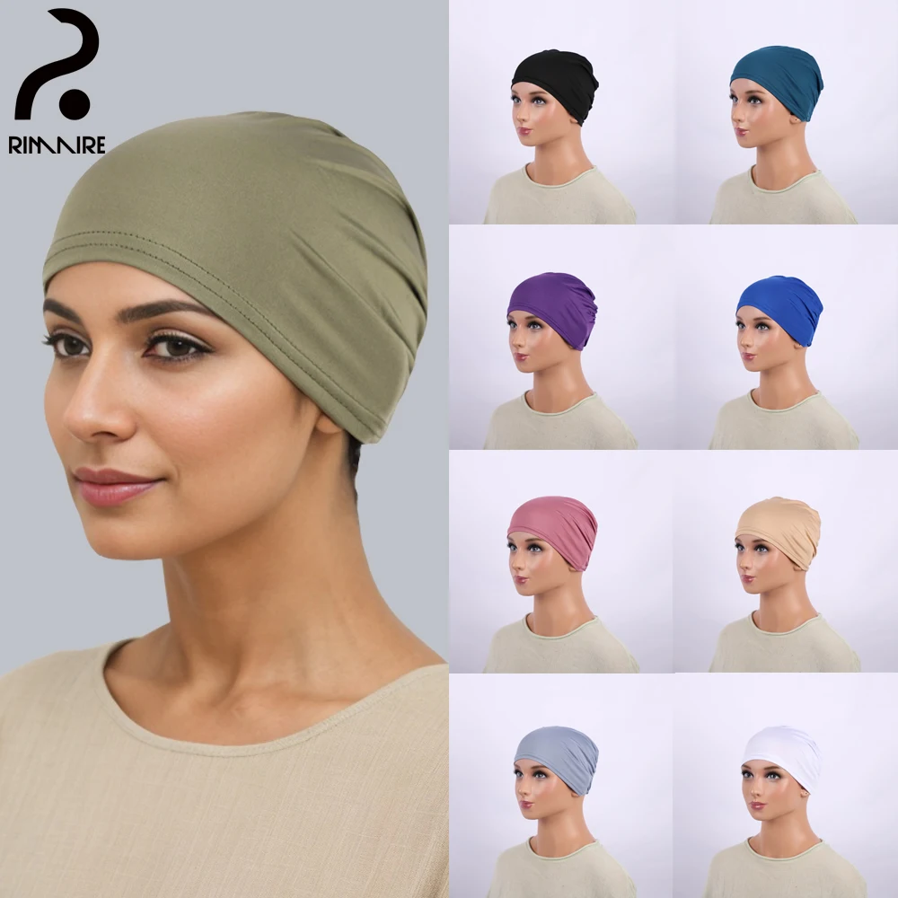 

Muslim Inner Caps Hijab for Women Solid Soft Instant Turban Hats High Quality Ladies Breathable Headscarves Shawl Wraps RIMAIRE