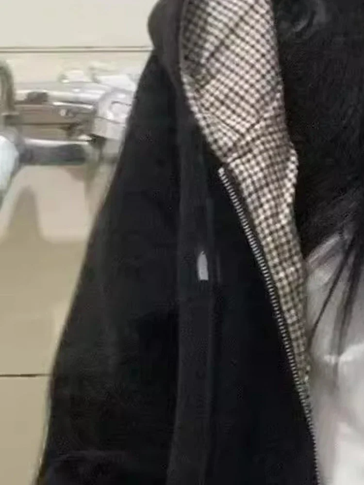 2025 Y2k Estetica Plaid Patchwork Felpe Casual Oversize Mall Goth Streetwear Autunno Harajuku Lettera Ricamo Felpa