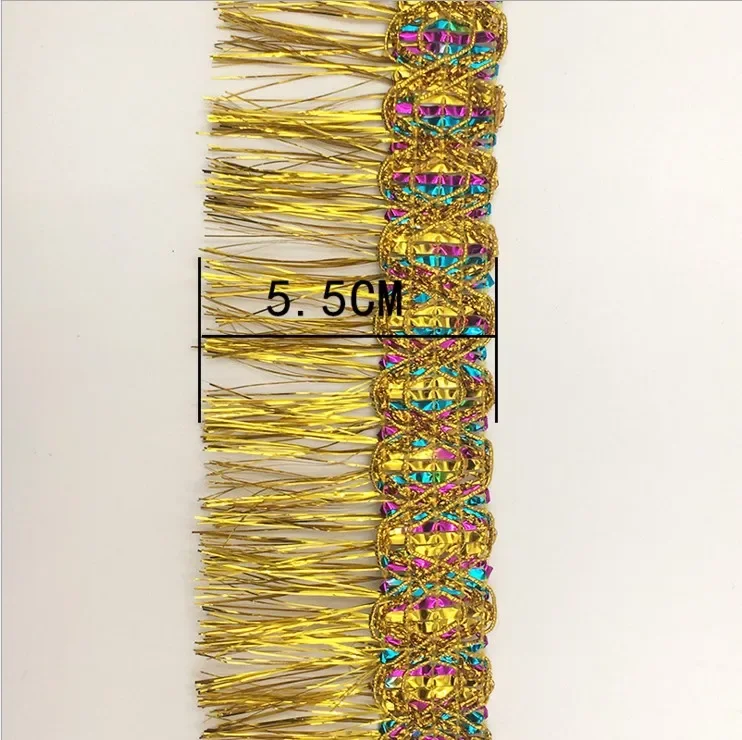 20 Yds Latin Fringe Tassel Short Fringe Gold And Silver Bright Colored Trimming Dance Dress Appliques Trims 5.5cm Long